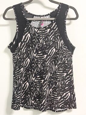Vince Camuto Animal Print Tank Top Black Pink Sleeveless